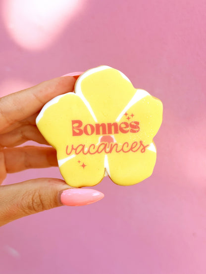 Sablé fleur jaune "Bonnes vacances"