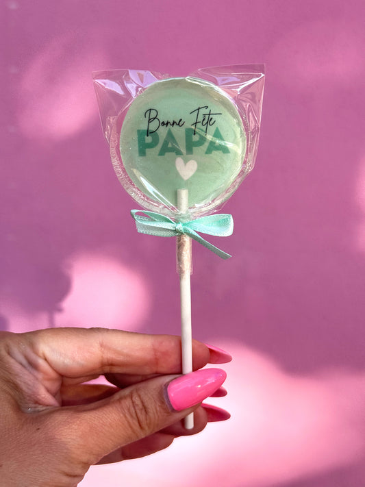 Sucette vert d'eau "bonne fête papa"